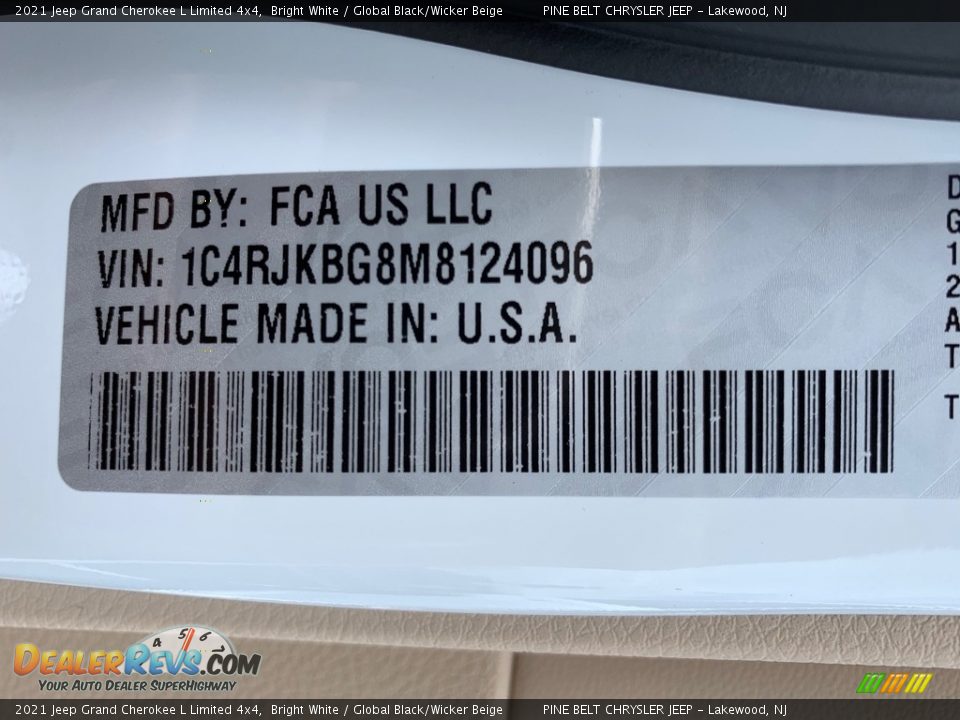 2021 Jeep Grand Cherokee L Limited 4x4 Bright White / Global Black/Wicker Beige Photo #14