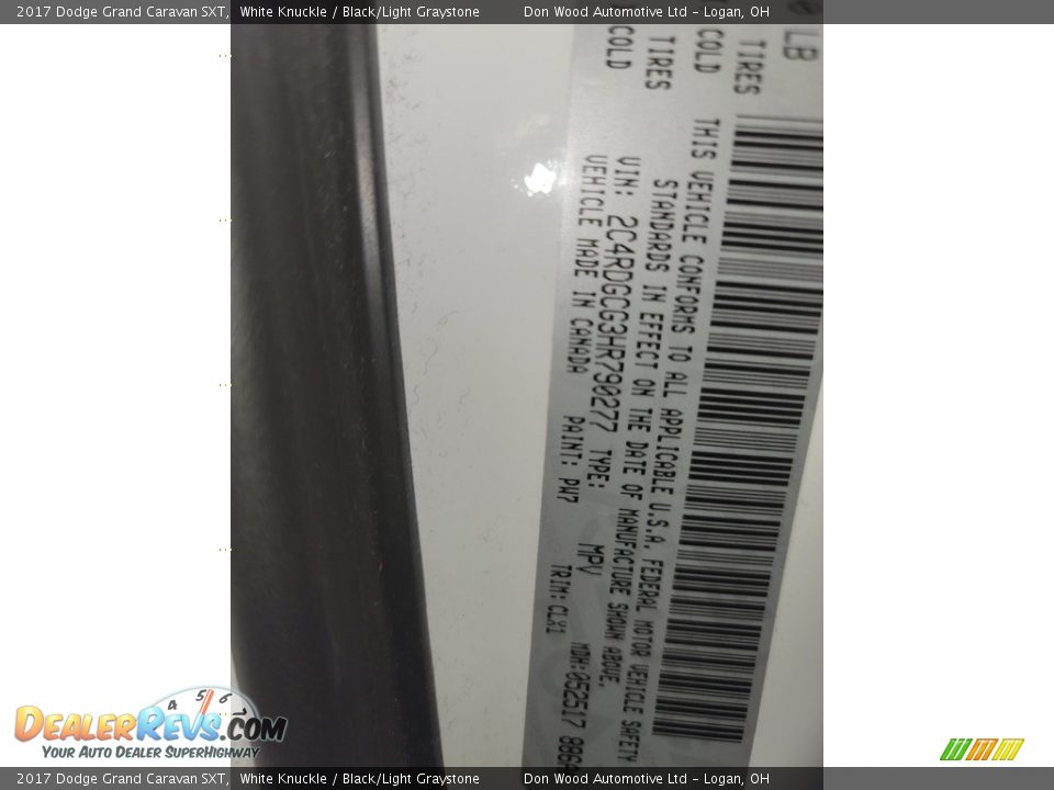 2017 Dodge Grand Caravan SXT White Knuckle / Black/Light Graystone Photo #29