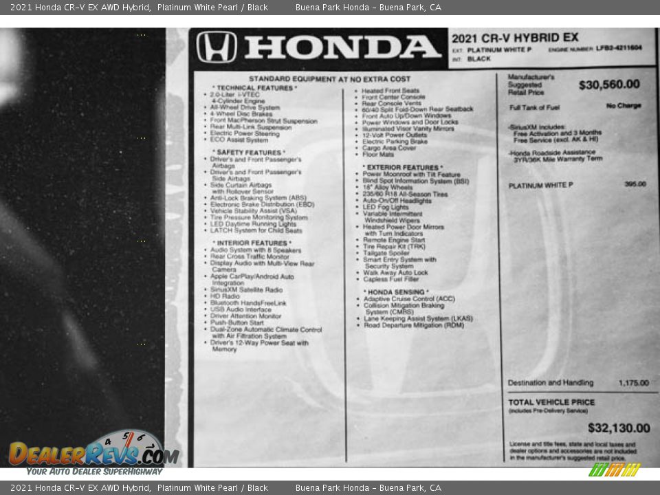 2021 Honda CR-V EX AWD Hybrid Platinum White Pearl / Black Photo #35