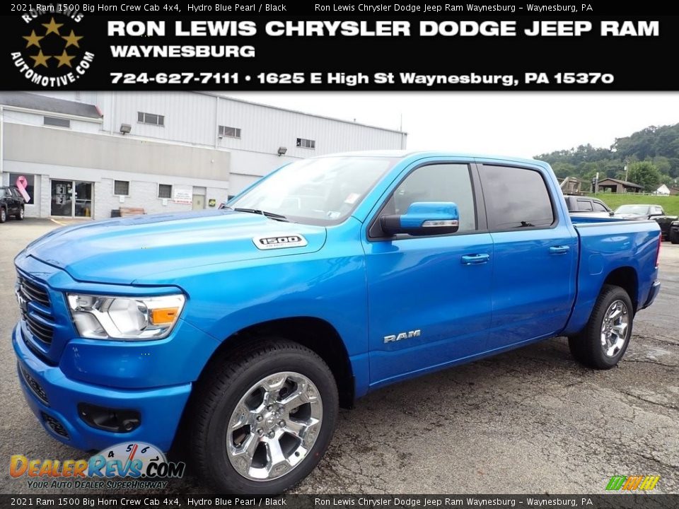 2021 Ram 1500 Big Horn Crew Cab 4x4 Hydro Blue Pearl / Black Photo #1