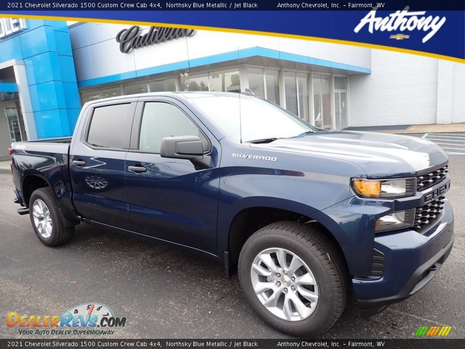 2021 Chevrolet Silverado 1500 Custom Crew Cab 4x4 Northsky Blue Metallic / Jet Black Photo #1