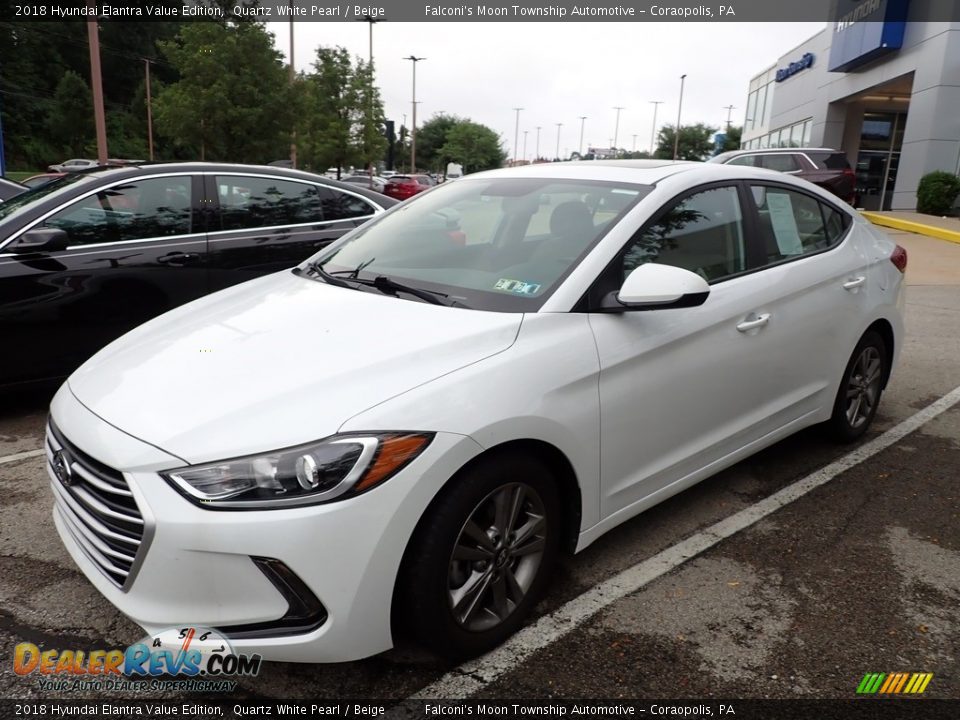 2018 Hyundai Elantra Value Edition Quartz White Pearl / Beige Photo #1