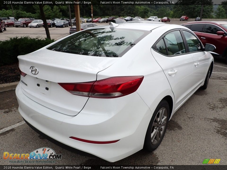 2018 Hyundai Elantra Value Edition Quartz White Pearl / Beige Photo #4