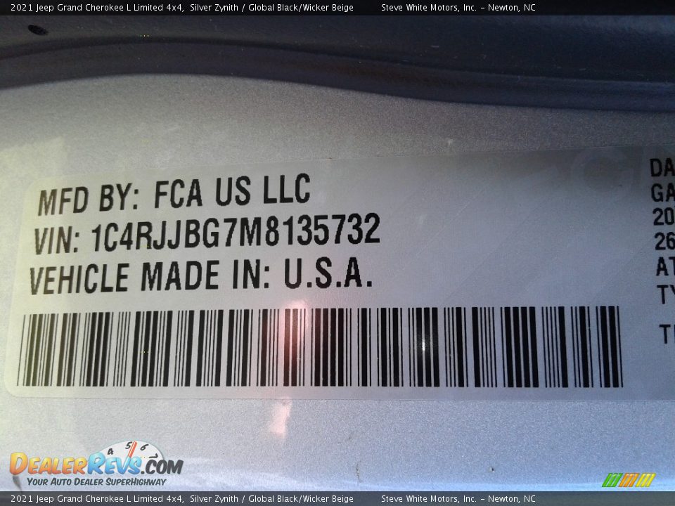 2021 Jeep Grand Cherokee L Limited 4x4 Silver Zynith / Global Black/Wicker Beige Photo #35