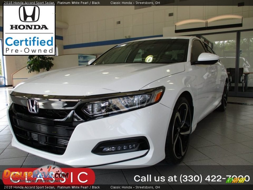 2018 Honda Accord Sport Sedan Platinum White Pearl / Black Photo #1