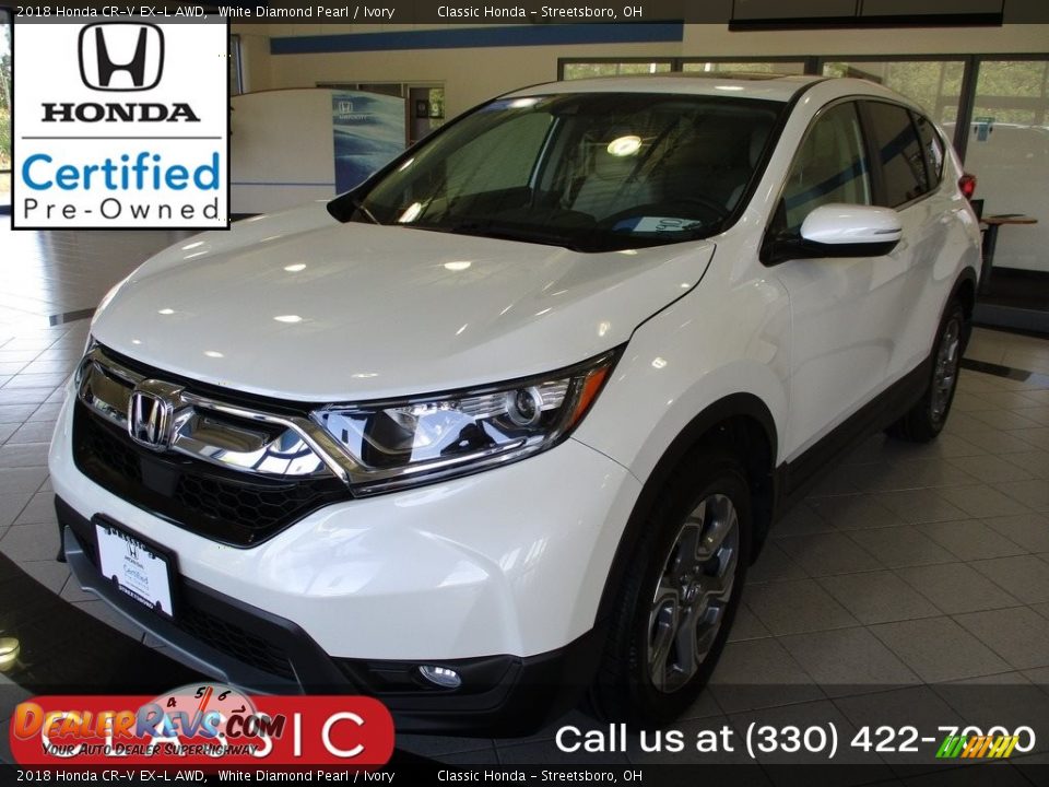 2018 Honda CR-V EX-L AWD White Diamond Pearl / Ivory Photo #1