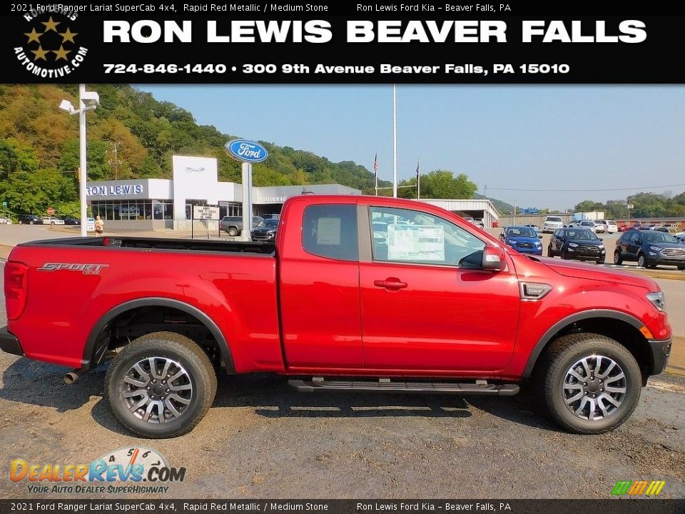 2021 Ford Ranger Lariat SuperCab 4x4 Rapid Red Metallic / Medium Stone Photo #1