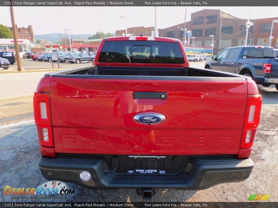 2021 Ford Ranger Lariat SuperCab 4x4 Rapid Red Metallic / Medium Stone Photo #4