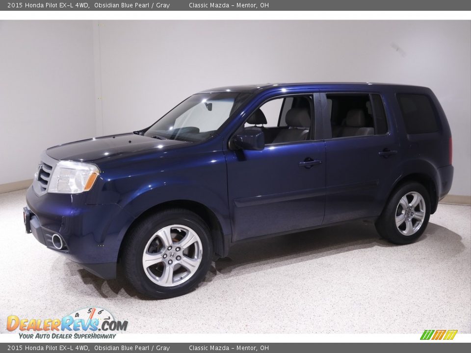 2015 Honda Pilot EX-L 4WD Obsidian Blue Pearl / Gray Photo #3