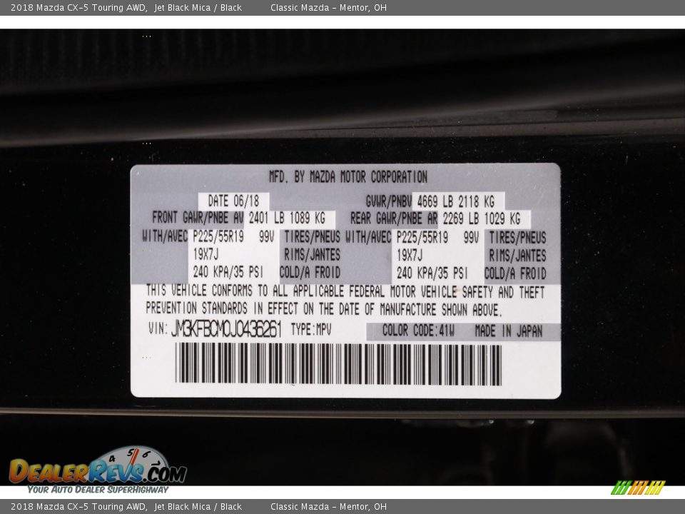 2018 Mazda CX-5 Touring AWD Jet Black Mica / Black Photo #21