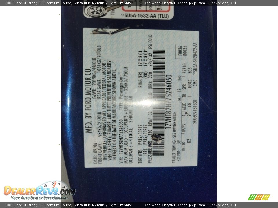 2007 Ford Mustang GT Premium Coupe Vista Blue Metallic / Light Graphite Photo #26