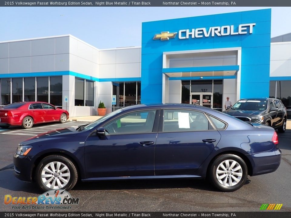 2015 Volkswagen Passat Wolfsburg Edition Sedan Night Blue Metallic / Titan Black Photo #3