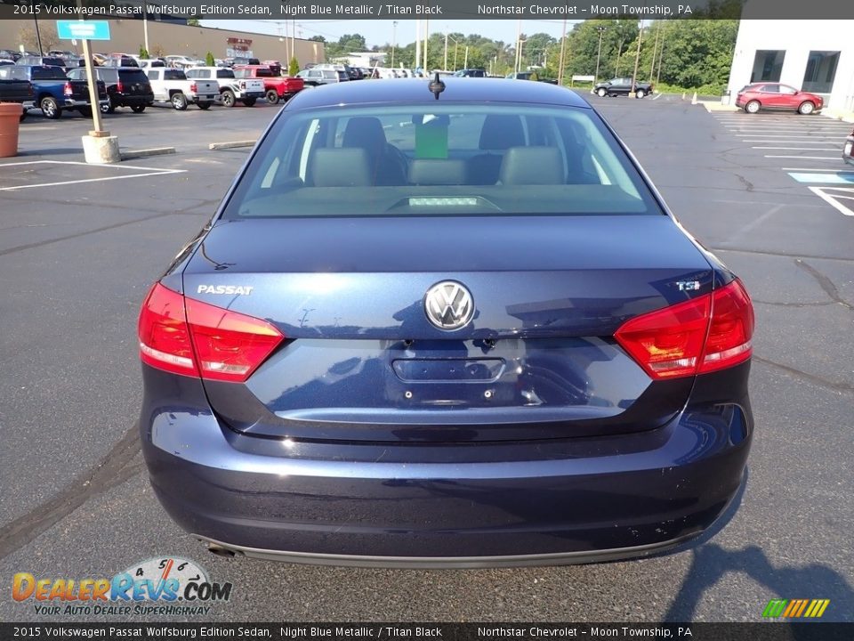 2015 Volkswagen Passat Wolfsburg Edition Sedan Night Blue Metallic / Titan Black Photo #6