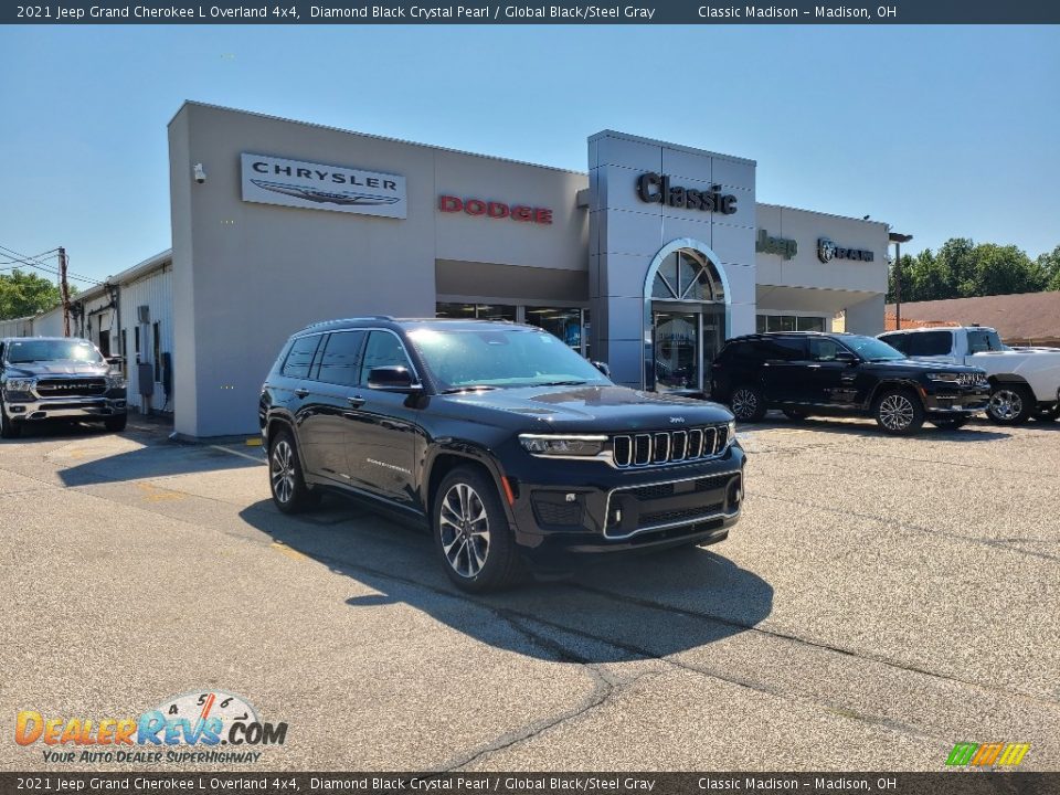 2021 Jeep Grand Cherokee L Overland 4x4 Diamond Black Crystal Pearl / Global Black/Steel Gray Photo #1