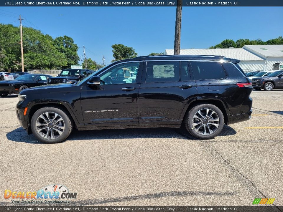 2021 Jeep Grand Cherokee L Overland 4x4 Diamond Black Crystal Pearl / Global Black/Steel Gray Photo #3
