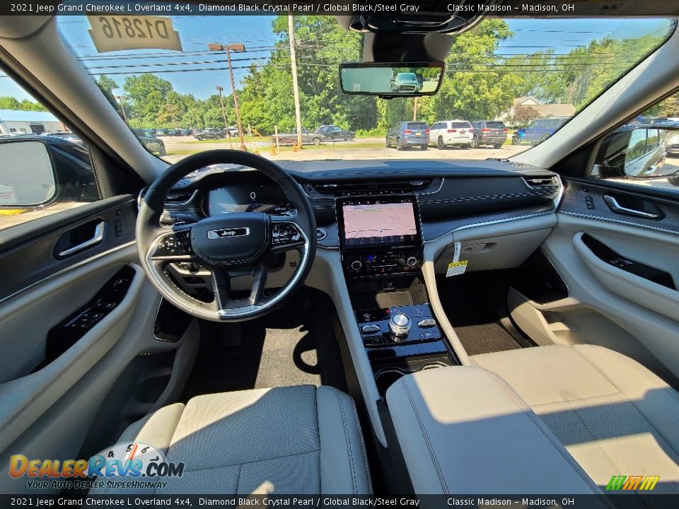 2021 Jeep Grand Cherokee L Overland 4x4 Diamond Black Crystal Pearl / Global Black/Steel Gray Photo #12