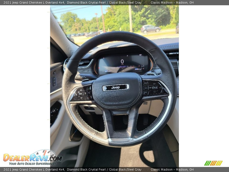 2021 Jeep Grand Cherokee L Overland 4x4 Diamond Black Crystal Pearl / Global Black/Steel Gray Photo #13