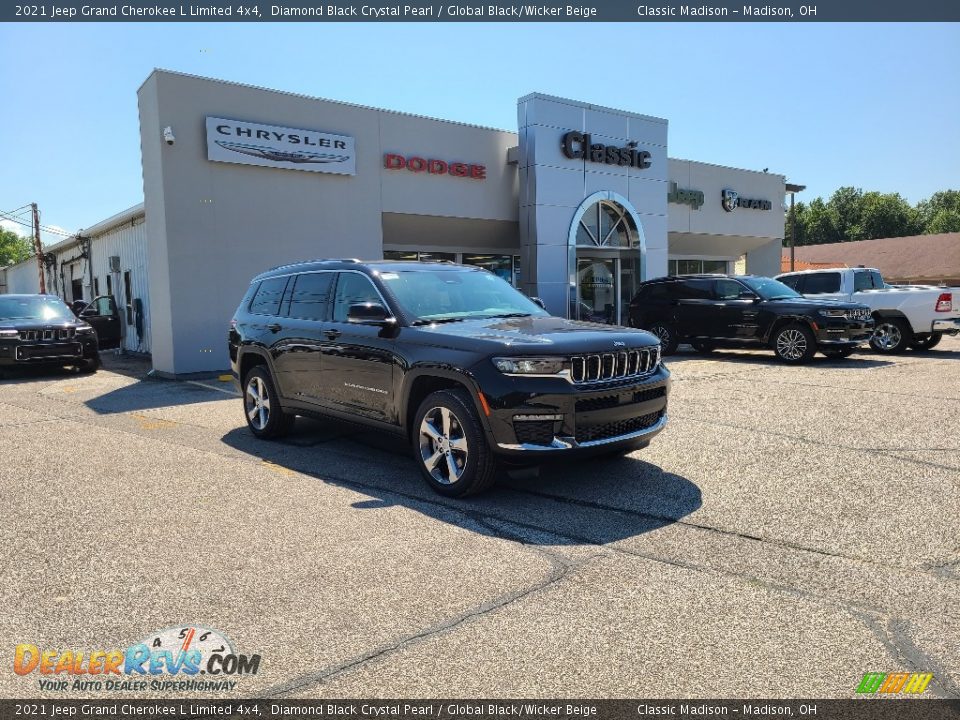 2021 Jeep Grand Cherokee L Limited 4x4 Diamond Black Crystal Pearl / Global Black/Wicker Beige Photo #1