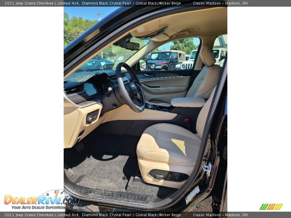 2021 Jeep Grand Cherokee L Limited 4x4 Diamond Black Crystal Pearl / Global Black/Wicker Beige Photo #10
