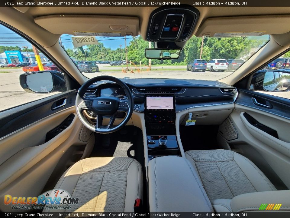 2021 Jeep Grand Cherokee L Limited 4x4 Diamond Black Crystal Pearl / Global Black/Wicker Beige Photo #14