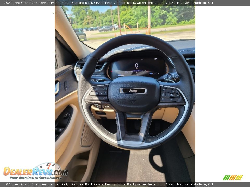 2021 Jeep Grand Cherokee L Limited 4x4 Diamond Black Crystal Pearl / Global Black/Wicker Beige Photo #15