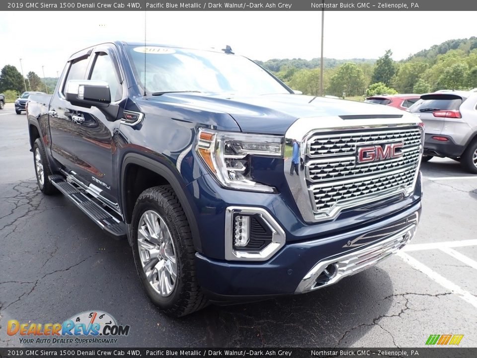 2019 GMC Sierra 1500 Denali Crew Cab 4WD Pacific Blue Metallic / Dark Walnut/­Dark Ash Grey Photo #4