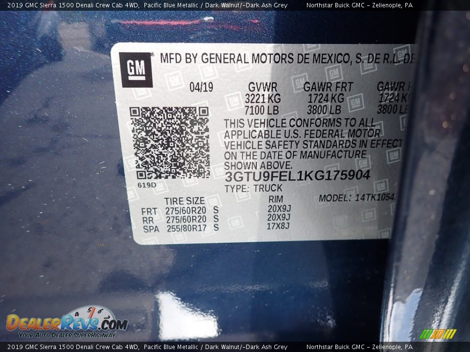 2019 GMC Sierra 1500 Denali Crew Cab 4WD Pacific Blue Metallic / Dark Walnut/­Dark Ash Grey Photo #15