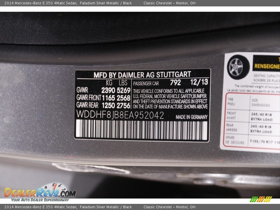 2014 Mercedes-Benz E 350 4Matic Sedan Paladium Silver Metallic / Black Photo #21