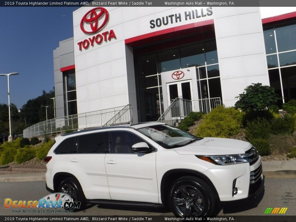 2019 Toyota Highlander Limited Platinum AWD Blizzard Pearl White / Saddle Tan Photo #2