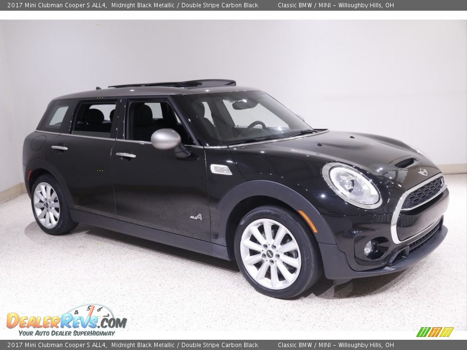 2017 Mini Clubman Cooper S ALL4 Midnight Black Metallic / Double Stripe Carbon Black Photo #1