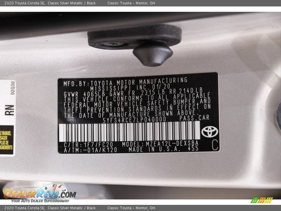 2020 Toyota Corolla SE Classic Silver Metallic / Black Photo #20