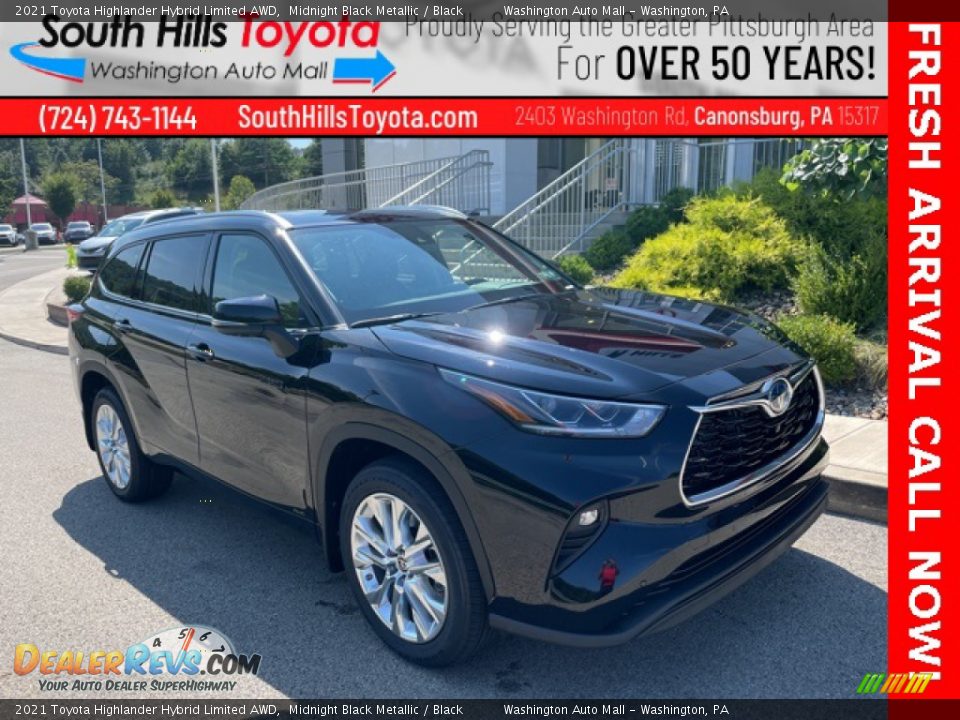 2021 Toyota Highlander Hybrid Limited AWD Midnight Black Metallic / Black Photo #1