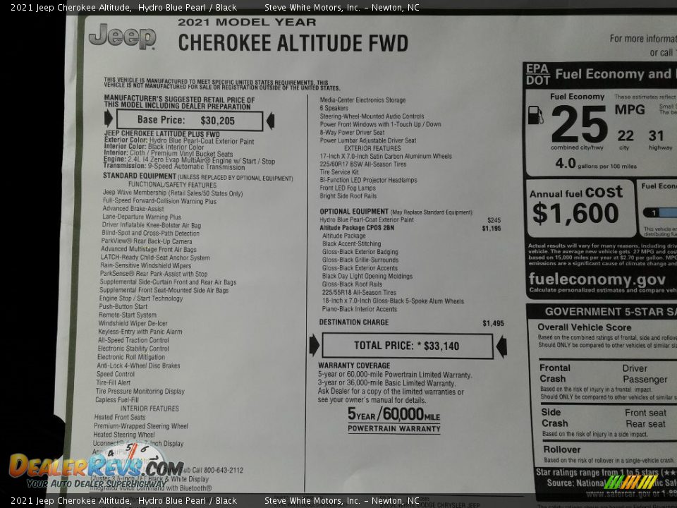 2021 Jeep Cherokee Altitude Hydro Blue Pearl / Black Photo #28