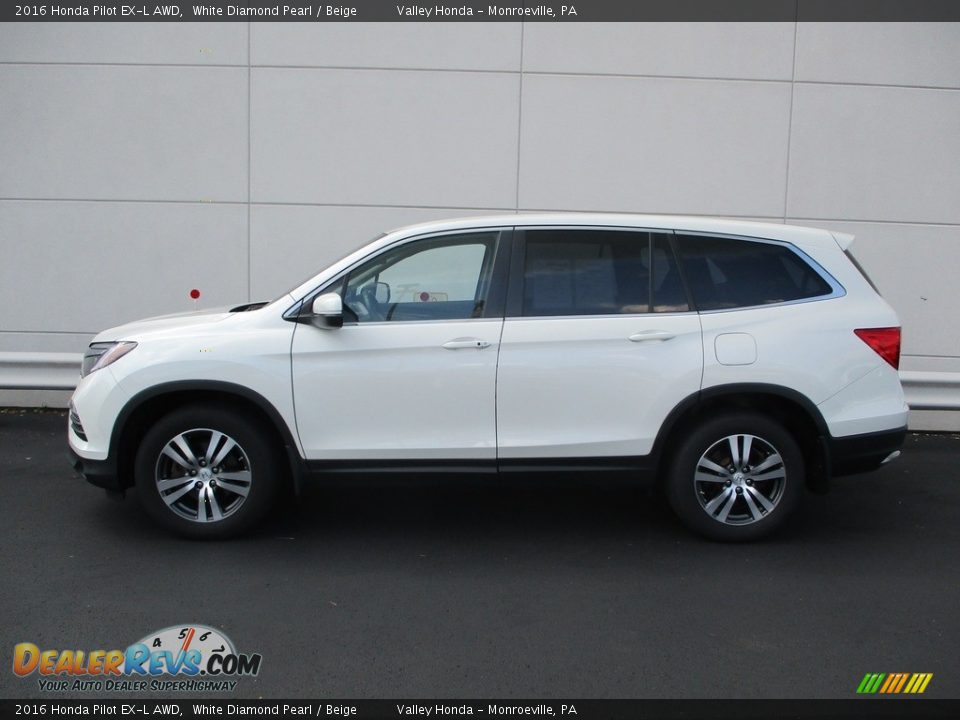 2016 Honda Pilot EX-L AWD White Diamond Pearl / Beige Photo #2