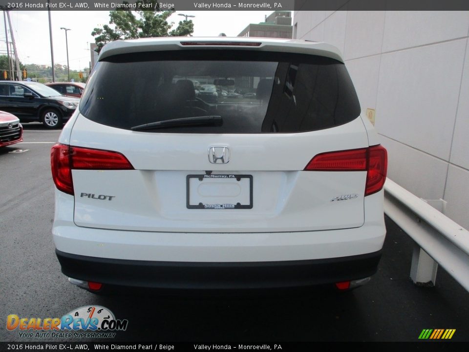 2016 Honda Pilot EX-L AWD White Diamond Pearl / Beige Photo #4