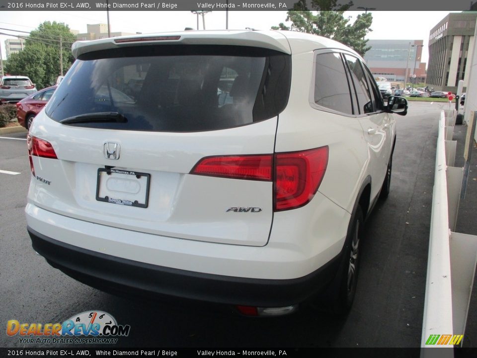 2016 Honda Pilot EX-L AWD White Diamond Pearl / Beige Photo #5