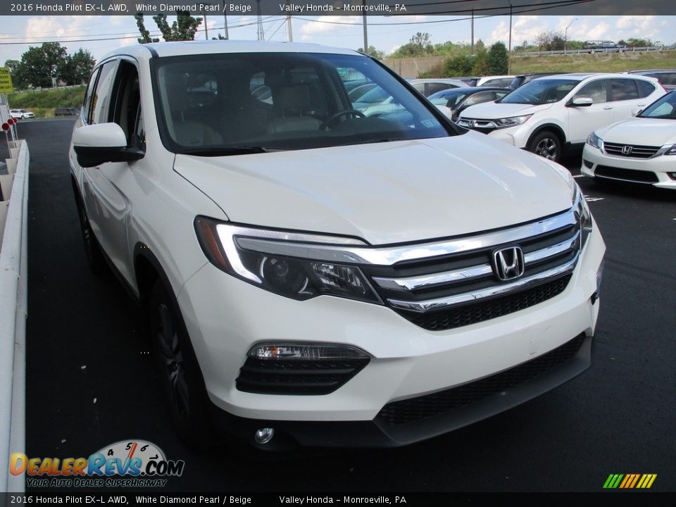 2016 Honda Pilot EX-L AWD White Diamond Pearl / Beige Photo #6