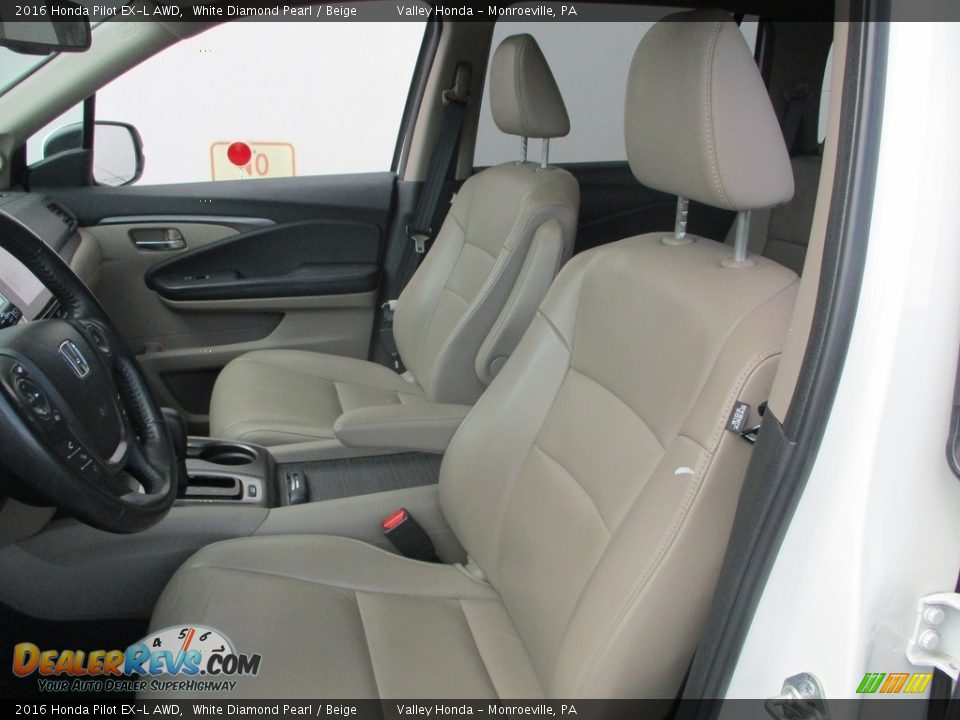 2016 Honda Pilot EX-L AWD White Diamond Pearl / Beige Photo #10