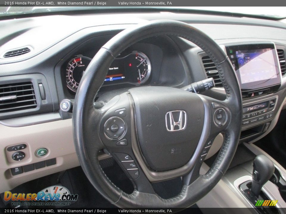 2016 Honda Pilot EX-L AWD White Diamond Pearl / Beige Photo #12