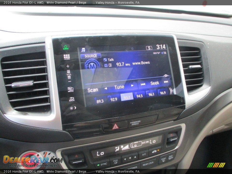2016 Honda Pilot EX-L AWD White Diamond Pearl / Beige Photo #13