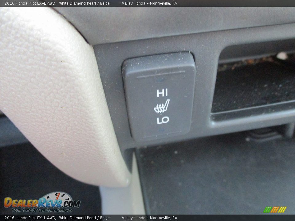 2016 Honda Pilot EX-L AWD White Diamond Pearl / Beige Photo #16