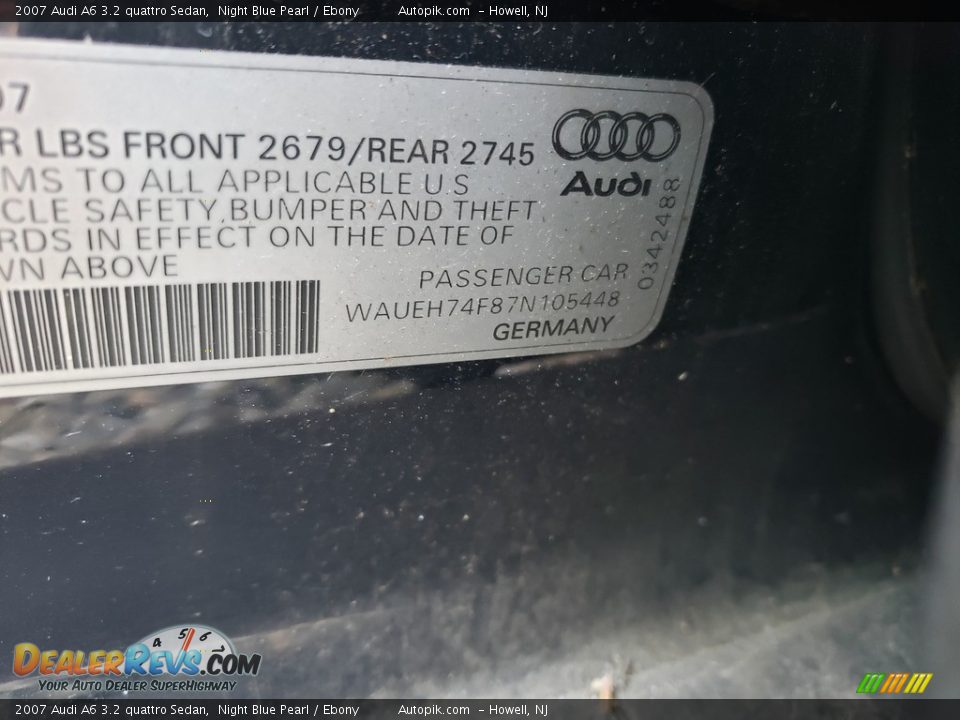 2007 Audi A6 3.2 quattro Sedan Night Blue Pearl / Ebony Photo #17