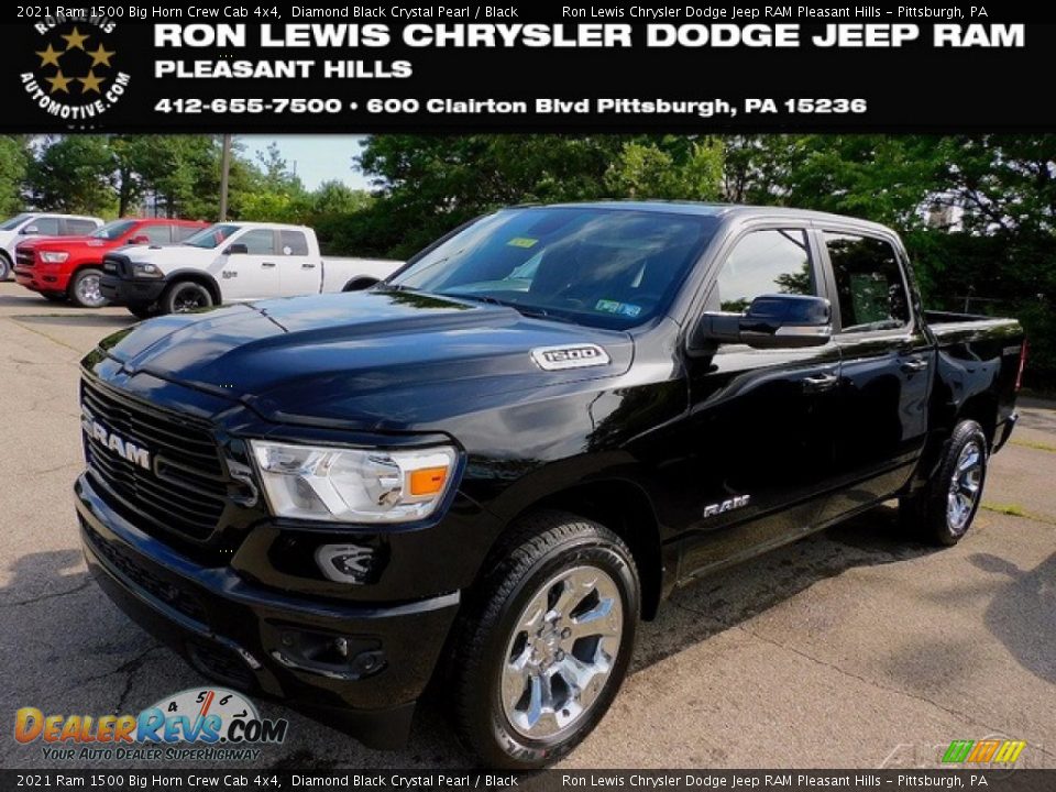 2021 Ram 1500 Big Horn Crew Cab 4x4 Diamond Black Crystal Pearl / Black Photo #1