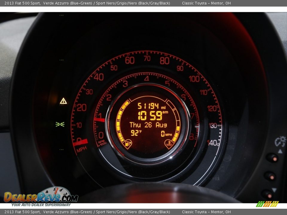2013 Fiat 500 Sport Verde Azzurro (Blue-Green) / Sport Nero/Grigio/Nero (Black/Gray/Black) Photo #8