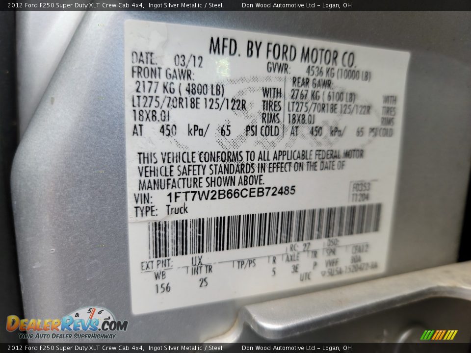 2012 Ford F250 Super Duty XLT Crew Cab 4x4 Ingot Silver Metallic / Steel Photo #30