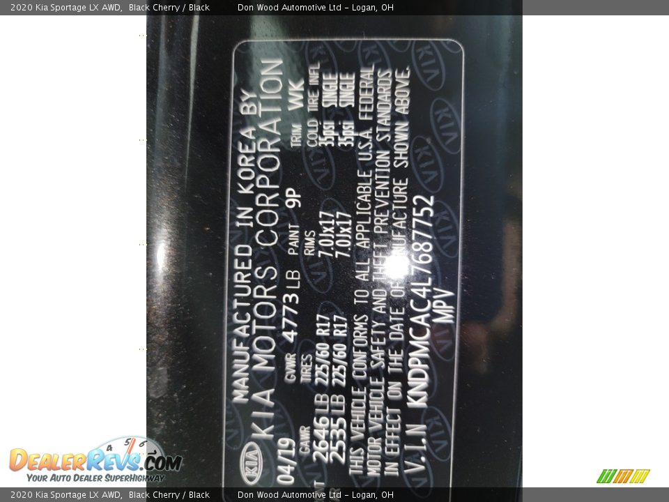 2020 Kia Sportage LX AWD Black Cherry / Black Photo #33