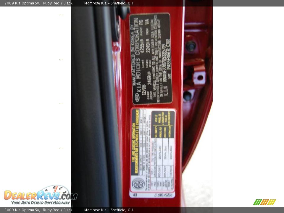 2009 Kia Optima SX Ruby Red / Black Photo #32
