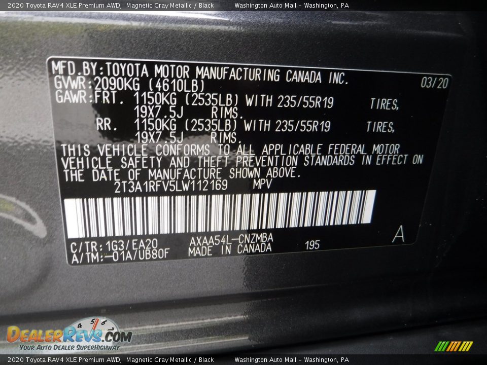 2020 Toyota RAV4 XLE Premium AWD Magnetic Gray Metallic / Black Photo #32