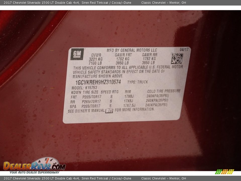 2017 Chevrolet Silverado 1500 LT Double Cab 4x4 Siren Red Tintcoat / Cocoa/­Dune Photo #19