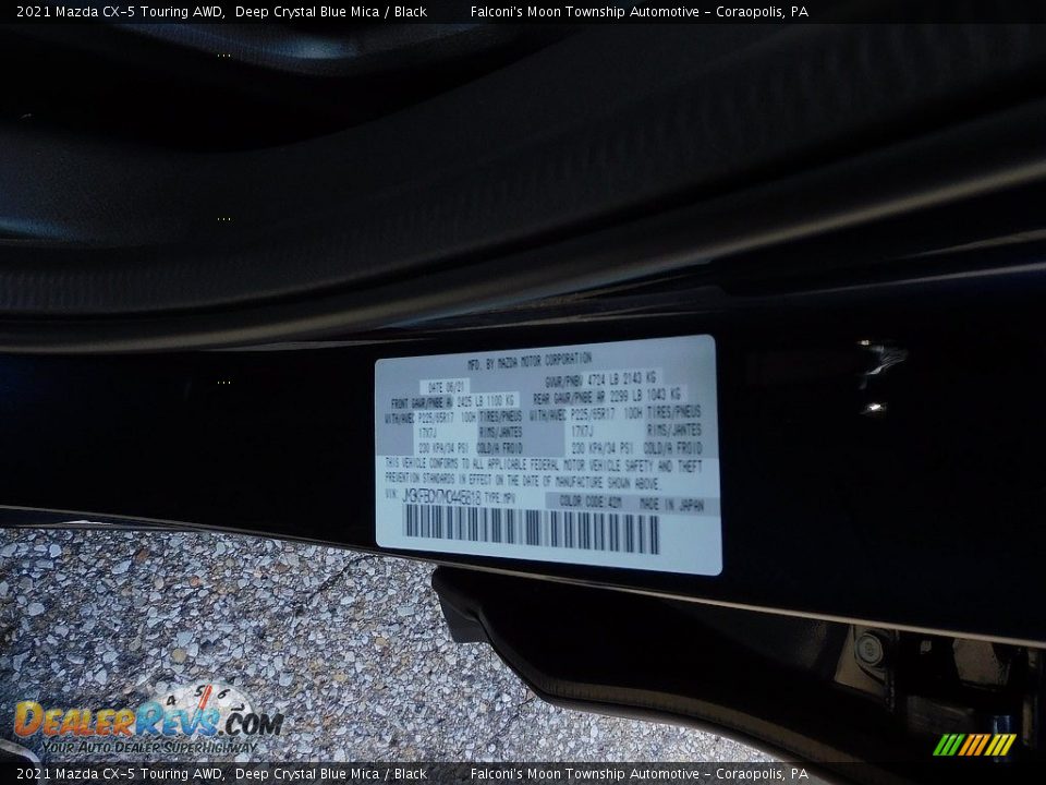 2021 Mazda CX-5 Touring AWD Deep Crystal Blue Mica / Black Photo #20